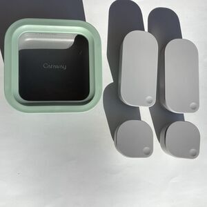 Caraway Home Sq.  4.4 Cup Ceramic Coated Glass Food Stor. Container & 4 Sm. Gray